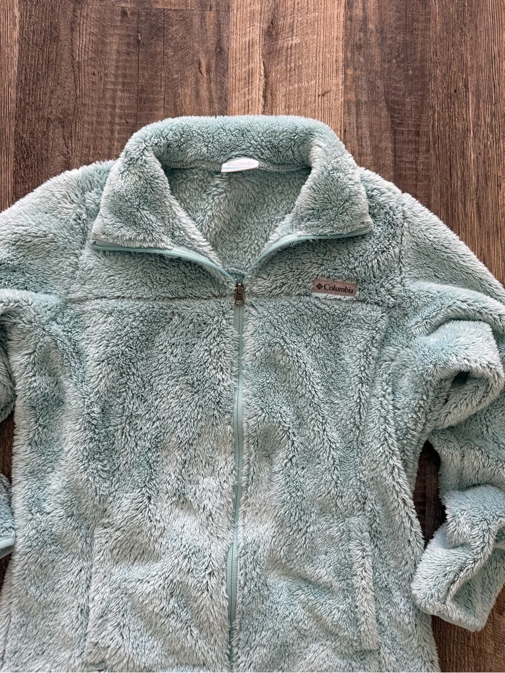Columbia Light Mint Green Sherpa Fireside II Full Zip Sherpa Fleece Jacket SZ L - Picture 5 of 12